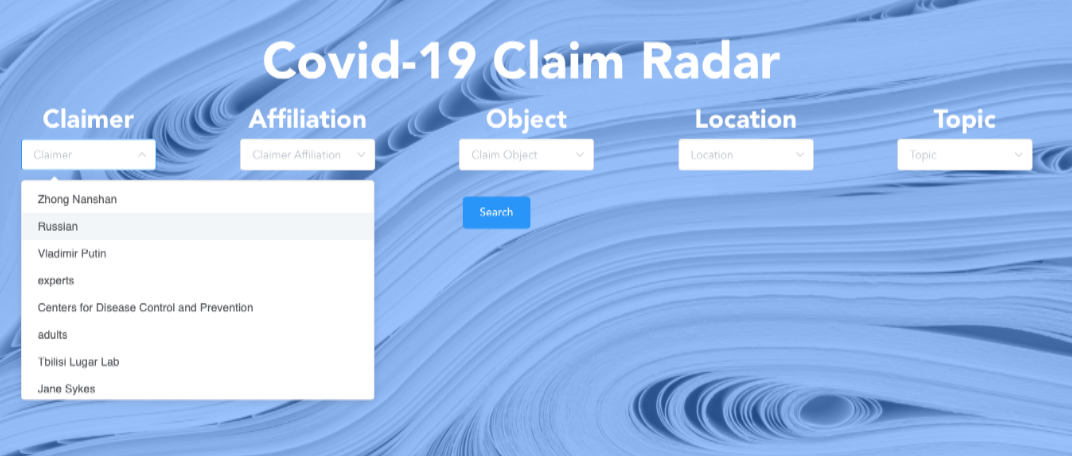 COVID-19 Claim Radar: A Structured Claim Extraction and Tracking System teaser